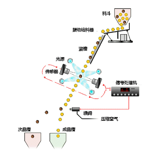 色選機工作原理動態圖 色選機工作原理動態圖